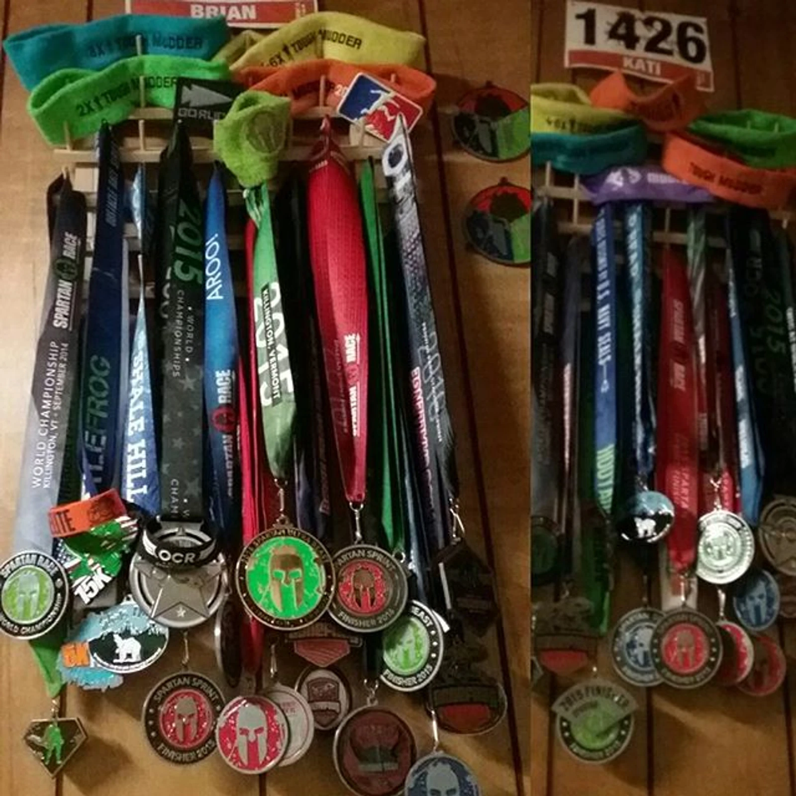 Medals earned by owners Kati and Brian